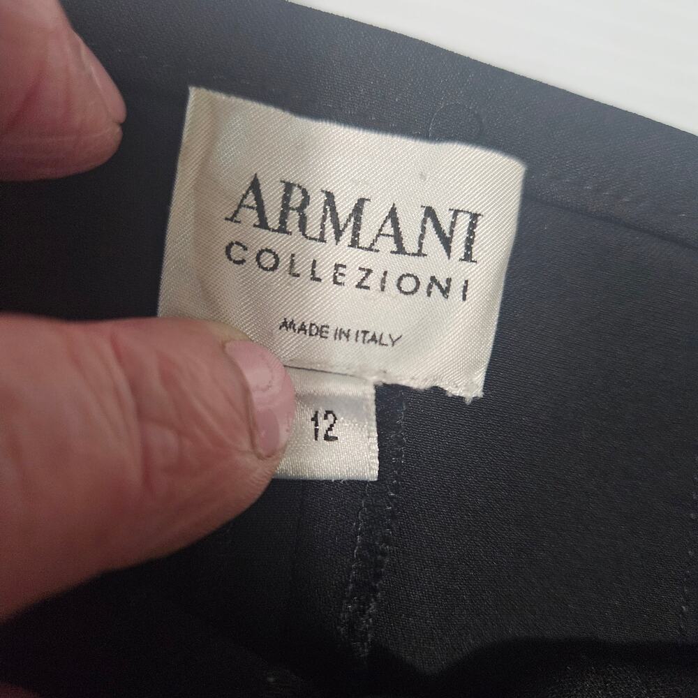 Vintage Armani Collezioni Car Wash Skirt Black Paneled Pleated Size 12 Italy 90s - Picture 5 of 8